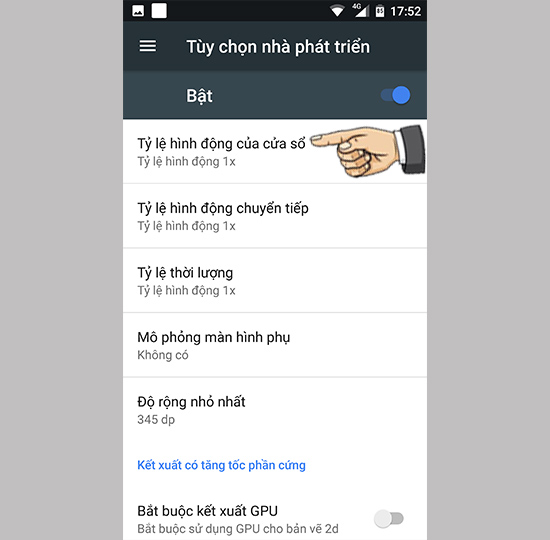 Vào tỷ lệ hình động